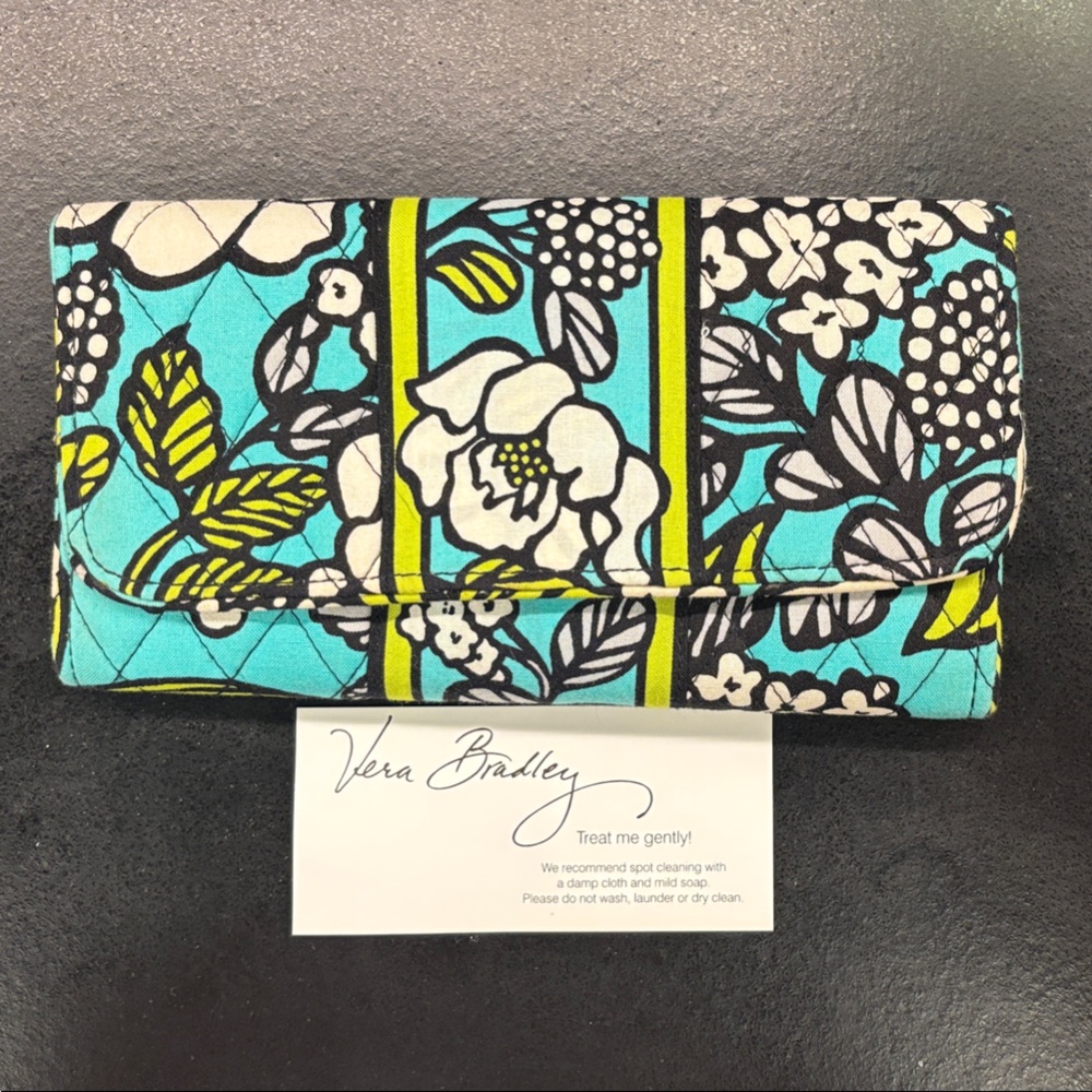 NWOT- Vera Bradley Teal and Yellow Floral Wallet